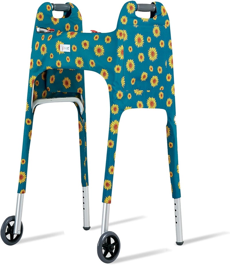 Jover – Walker Covers (Sunflowers) – Colorful Fabric Cover for Standard Folding Walker Mobility Aid with Pockets, Easy Fit Senior Walker Accessories, Washable Polyester, + Matching Storage Bag - Image 1